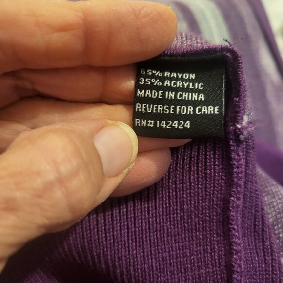 Luxton Full Zip Purple Gray Geometric Elbow Patch Sweater Pockets Mens Large NWT - Picture 9 of 11